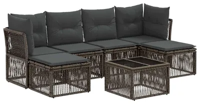 Imagen del producto de vidaXL Juego de sofás de jardín, 7 piezas, color gris, tejido de polirratán