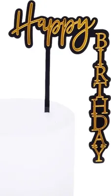 Obrázok produktu pre Akrylový topper XL Happy Birthday čierno-zlatý 90. narodeniny