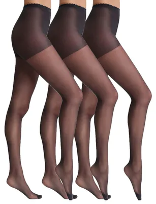 Imagen del producto de Medias para mujer, modelo Body Touch Voile, transparentes, paquete de 3 unidades. Cintura ultra suave