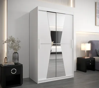Produktbild von Kleiderschrank mit Spiegeln MILANA – Breite 120 cm, weiß