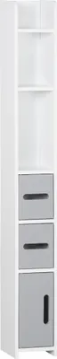 Image de kleankin Meuble colonne de salle de bain armoire toilette haute avec étagères et placards - 15 x 17 x 120 cm - gris