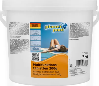 Produktbild von Planet Pool Langzeit-Multifunktionstabletten 200 g, 3 kg - 5-in-1 Poolpflege