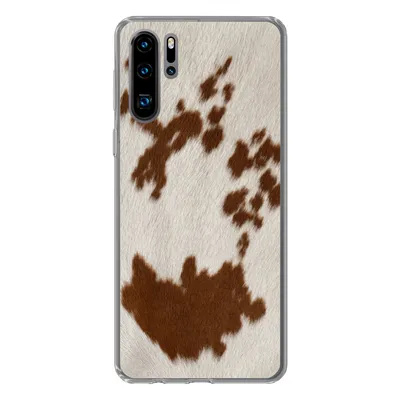 Produktbild von MuchoWow® Handyhülle Schutzhülle Hülle für Huawei P30 Pro Rindsleder mit rot-orangen Tupfen Silikon Softcase Handy Hülle - Schutzdeckel