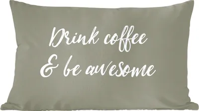 Produktbild von MuchoWow® Zierkissen Sofakissen Wohnzimmer Dekokissen 50x30 cm Zitate - Kaffee trinken & toll sein - Kaffee - Sprichwörter - Wohnzimmerdekoration - Polster mit Photo