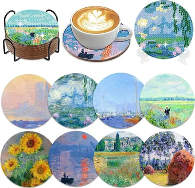 Produktbild von Diamond Painting Untersetzer Set, 8 Stück, Handgemacht, Hochwertiges Acryl, für Anfänger