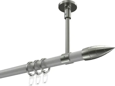 Produktbild von Interdeco Gardinenstange / Vorhangstange Weiß / Edelstahl-Optik, Typ Sonette Samanto (Rillenpatrone) Deckenmontage, 20 mm Ø 1-läufig, 540 cm