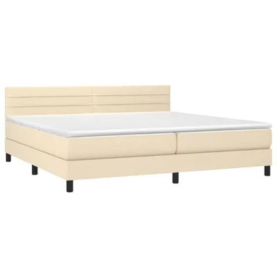 Produktbild von vidaXL Boxspringbett mit Matratze Creme 200x200 cm Stoff