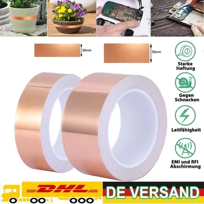 Produktbild von 20m Kupferband Selbstklebend Kupferband Gegen Schnecken Kupferfolie EMI DIY 20m x 30mm