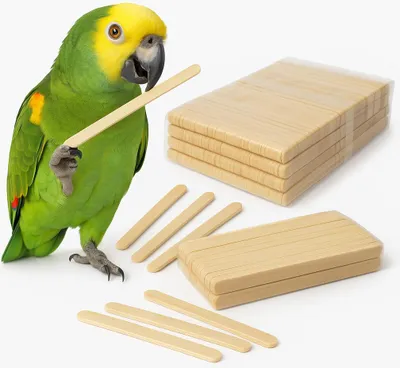 Produktbild von Natürliches Papageien Spielzeug - Pfotenstäbchen S/M aus Holz, 50 Stück für Knabbern und Kauen