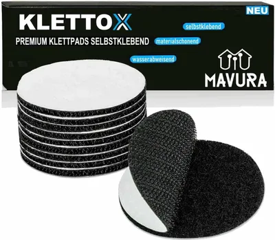 Produktbild von KLETTOX Klettpads Klettverschluss Klettband Klettpunkte selbstklebend rund 6er