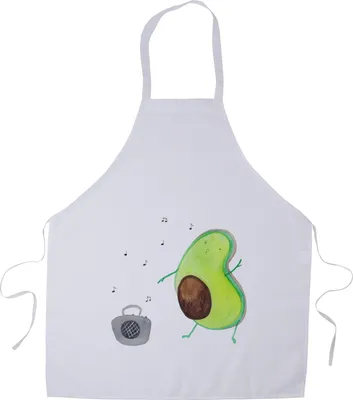 Produktbild von Mr. & Mrs. Panda Schürze Avocado Tanzen - Weiß - Geschenk, Party, Kochkleidung, Grillmeister, Musik, Fröhlich, Kochschürze, Küchenschürze, Küchenzubehör, Singen