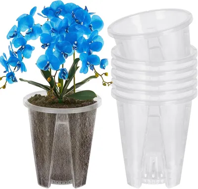 Obrázok produktu pre Orchidejové kvetináče 14 cm, priehľadný plast, s odtokovými otvormi, pre vnútorné a vonkajšie použitie