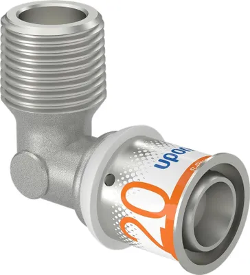 Zdjęcie produktu dla Uponor Winkelnippel S-Press PLUS aus Messing, verzinnt 20mmx1/2 AG