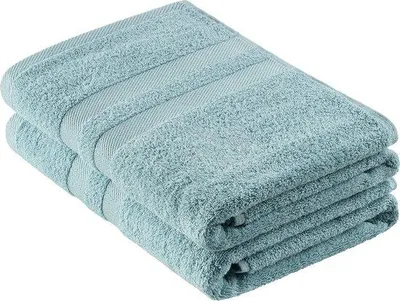 Zdjęcie produktu dla Zestaw dwóch ręczników Unyqoos® – 2 szt., wymiary 70 x 140 cm, 100% bawełna, wyjątkowo miękkie i chłonne, pętelka do zawieszania, certyfikat Oeko-Tex Standard 100, kolor turkusowy