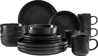 Produktbild von Mäser 931961 Kombiservice Alenia für 4 Personen, Steinzeug, schwarz (1 Set, 16-teilig)