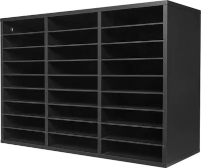Produktbild von Wooden Literature Organizer 27 Compartments with Removable Shelves Black