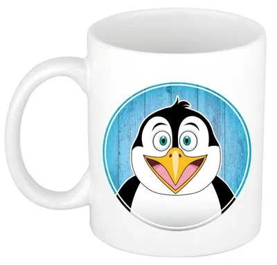 Produktbild von Pinguin Becher - weis - Keramik - 300 ml - Kinderbecher Pinguin