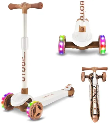 Productafbeelding van Suotu Kinderroller, bruin – lichte driewieler voor kinderen met verstelbaar stuur en achterrem | Aluminium kinderroller voor jongens en meisjes vanaf 3 jaar