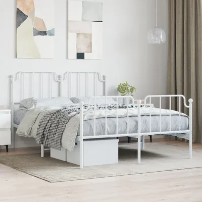 Immagine prodotto di Maison Exclusive - Letto con testiera e pediera in metallo bianco 140x190 cm