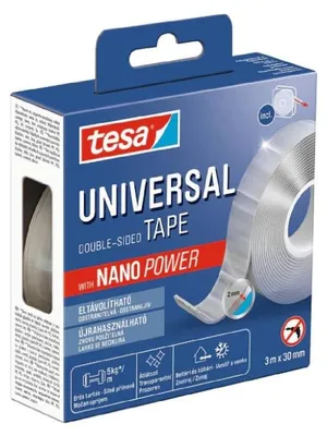 Immagine prodotto di Nastro adesivo "Universal Nanotape", trasparente, biadesivo, rimovibile, 30 mm x 3 m, TESA 55810-0