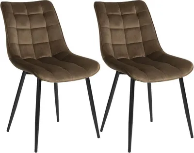 Produktbild von WOLTU Esszimmerstühle 2er-Set, Polsterstuhl mit Rückenlehne, bis 120 kg belastbar, Sitzfläche aus Samt, Metallbeine, Braun