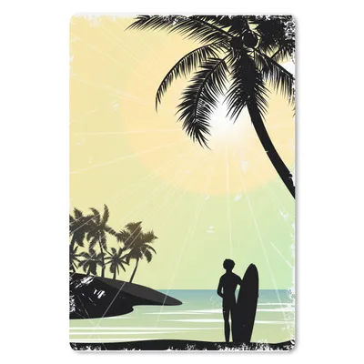 Produktbild von MuchoWow® Mauspad Mousepad Strand - Surfbrett - Sonne - Palmen 18x27 cm - Mousepads - Maus Mat - Pad - Mausunterlage