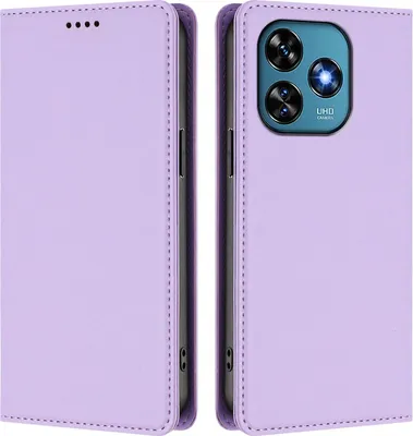 Produktbild von Handyhülle für Oukitel C51, Kunstleder Klapphülle Stoßfeste Magnetische Hülle mit Ständer Violett