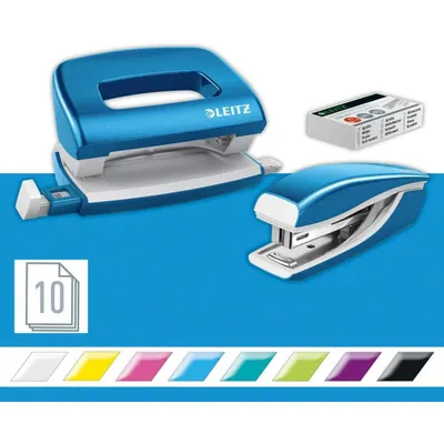 Produktbild von Leitz 55612036, 10 Blätter, Blau, Metallisch, Metall, Kunststoff, 80 g/m², 3,5 cm, Hinten