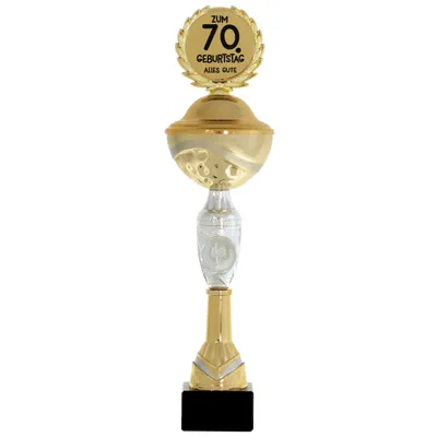 Produktbild von Pokal 70. Geburtstag Geschenk 38cm hoch Metallpokal