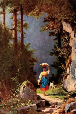 Obrázok produktu pre Carl Spitzweg Art Print Obraz - Dievča s kozou, 1852 (120 x 80 cm)