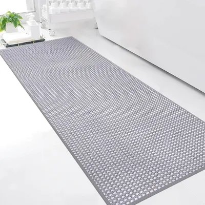 Zdjęcie produktu dla Dywanik łazienkowy 50 x 150 cm, jasnoszary, szenil, antypoślizgowy, do łazienki