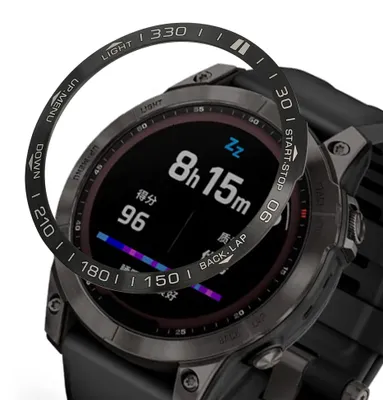 Image de Bague de protection pour bracelet de suivi d'activité Fenix 7 - Noir/Argent - Résistant à l'usure et léger