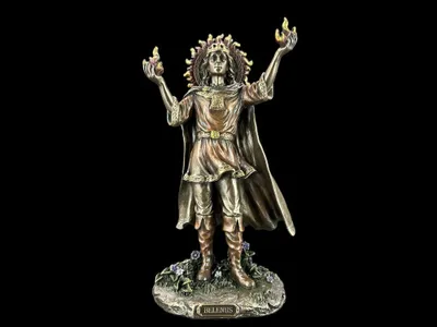 Productafbeelding van Belenus – Keltische zonnegod – Decoratieve figuur in bronskleur, handgeschilderd, 13 cm × 6 cm × 23 cm, modelnummer WU77865A4