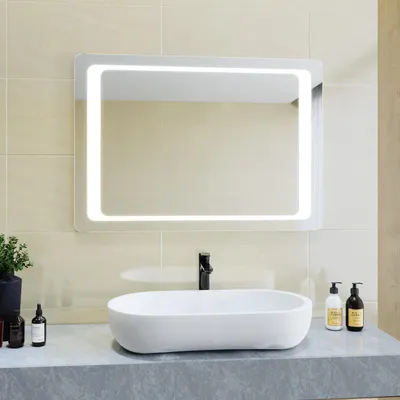 Image de SONNI Miroir de salle de bain 100 x 70 cm avec éclairage LED, deux températures de couleur et fonction anti-buée