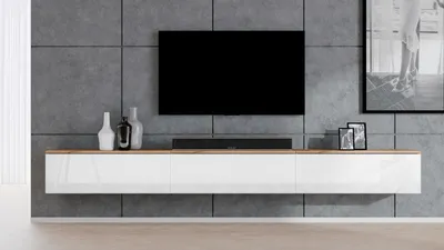 Produktbild von AX LIVING Lowboard 3x100cm Loriano TV Board Eiche Wotan/weiß Hochglanz