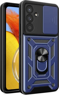Produktbild von Hülle für Samsung Galaxy M14 5G mit Ring Ständer Halter Dia Kameraschutz TPU PC Hybrid Handyhülle Blau
