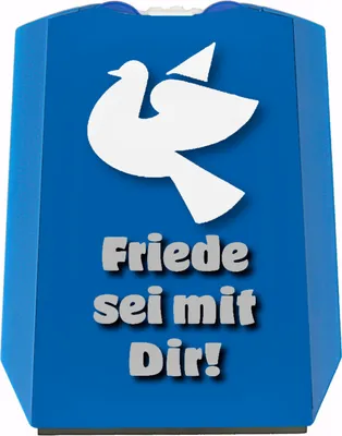 Produktbild von Friendstaube Parkscheibe in blau mit Spruch Friede sei mit Dir