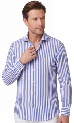 Produktbild von Eterna Hemd blau gestreift modern fit weiter Kragen