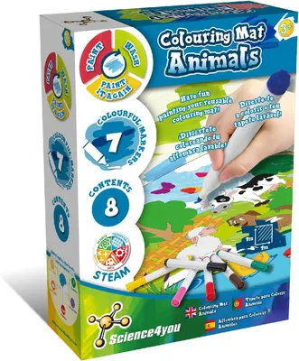 Immagine prodotto di Libro da colorare con animali per bambini di 3 anni - Colorare gli animali con 7 pennarelli, lavabile con acqua, attività creativa ed educativa per bambini di 3 anni