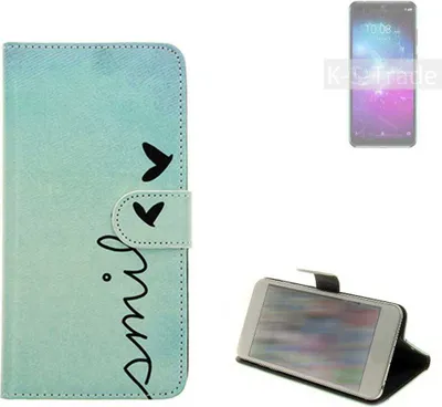 Produktbild von K-S-Trade Schutz Hülle Handy Hülle kompatibel mit ZTE Blade A5 2020 Hülle Handyhülle cover bookstyle Etui Handyhülle ''smile'' türkis
