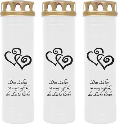 Image de Bougie funéraire - lot de 3 - blanc 170h ( couvercle or ) - coeur