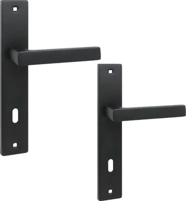 Produktbild von Innentürgriff auf einer 90 mm langen Platte mit Rando-Schlüssel, Schwarz Kuchinox KRA_916A
