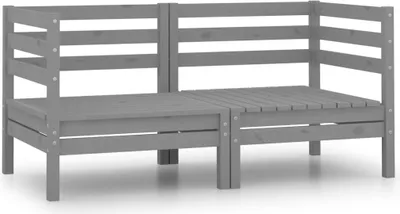 Produktbild von Garten-Ecksofas 2 Stk. Grau Massivholz Kiefer