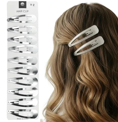 Produktbild von Metall Haarspangen Set 10 Stück Silber 7 cm