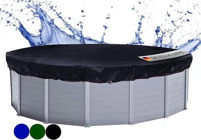 Produktbild von Poolabdeckung Rund für 420-460 cm Pools | Planenmaß ? 520 cm | Schwarz | Sommer & Winter Poolplane | Solar Abdeckplane 200g/m? PE Zweifach Beschichtete Abdeckung | Solarplane UV-Resistent