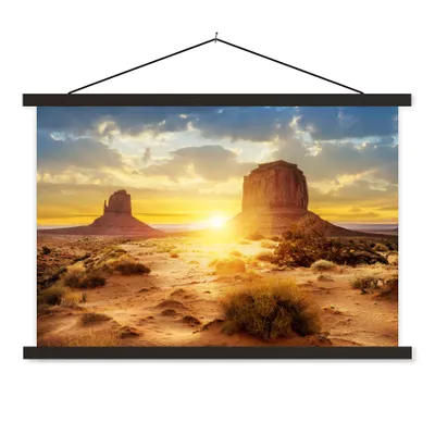 Produktbild von MuchoWow® Textilposter Sonnenuntergang - Felsen - Landschaft - Horizont 150x100 cm mit schwarzem Rahmen - Schlafzimmer