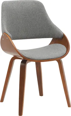 Produktbild von CLP Esszimmerstuhl gepolstert mit Rückenlehne Vangale, Design-Stuhl Gestell aus Bugholz, moderner Schalenstuhl für Wohnzimmer, Farbe: walnuss/dunkelgrau, Material: Stoff