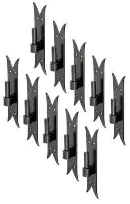 Immagine prodotto di Alberts 867553 Cerniera su piastra, gancio a T, terminale a coda di carpa, vernice a immersione nera, interasse Ø14 mm, piastra 205 x 45 mm, set da 10 pezzi