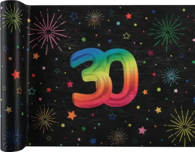 Produktbild von Tischläufer 30. Geburtstag bunt 3 m x 30 cm