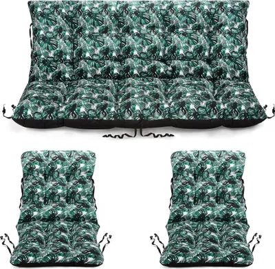 Produktbild von Sitzkissen Bankkissen Bankauflage - 100x50 cm und Rückenlehne 100x60 cm mit 2er 48x96 cm Stuhlkissen Set - Outdoor und Indoor - Dunkelgrün